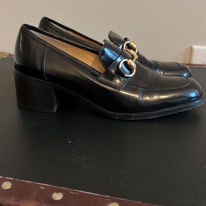Gucci Black Patent Leather Loafer Pump Heel Horsebit Women’s Shoes